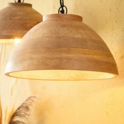 Flash Sale Lampa wisząca z drewnianym abażurem ABR-NLW35-BH-E27 BOHO | Kaja Żyrandole Nowoczesne
