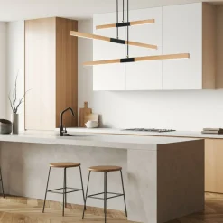 Flash Sale Lampa wisząca z drewnianymi listwami LP-2828/3P LUGANO | Kaja Żyrandole Nowoczesne