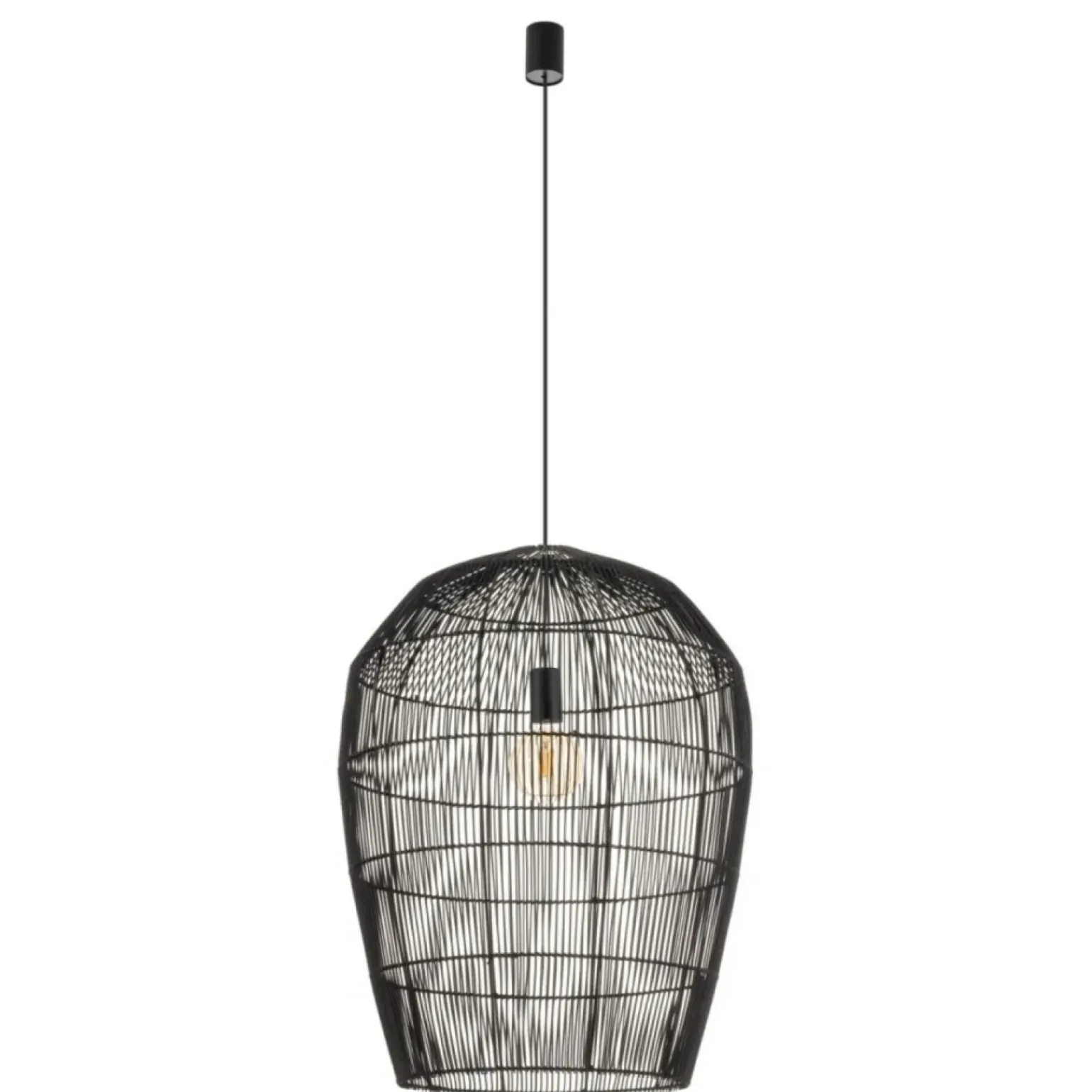 Store Lampa wisząca z dużym, plecionym abażurem 11168 HAITI | Kaja Żyrandole Nowoczesne