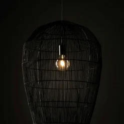Store Lampa wisząca z dużym, plecionym abażurem 11168 HAITI | Kaja Żyrandole Nowoczesne