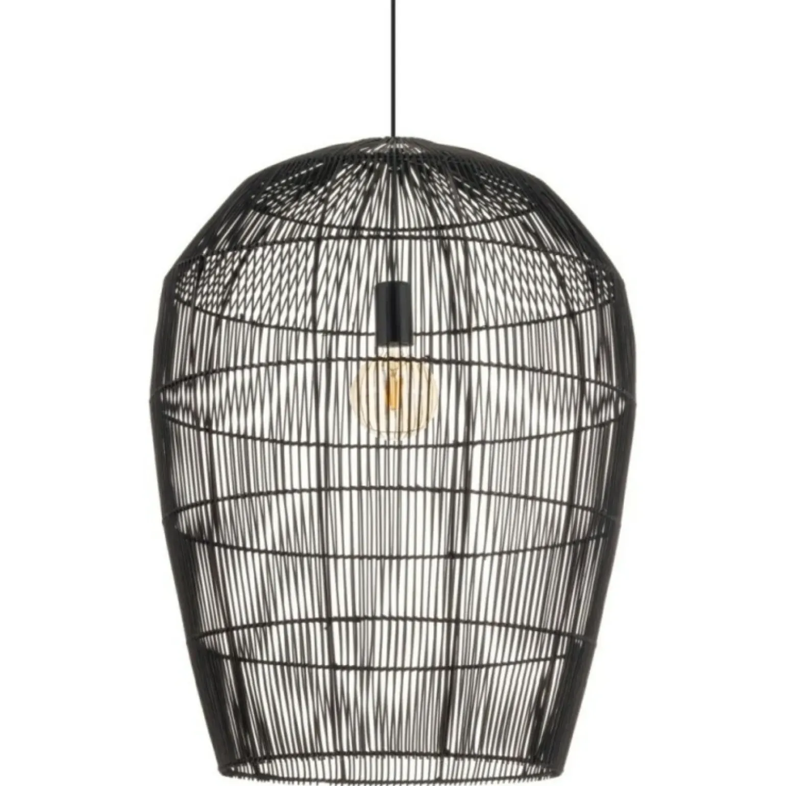 Store Lampa wisząca z dużym, plecionym abażurem 11168 HAITI | Kaja Żyrandole Nowoczesne