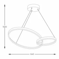 Flash Sale Lampa wisząca z dwoma kołami LED, do salonu 20002P-GD RANDO | Kaja Żyrandole Nowoczesne