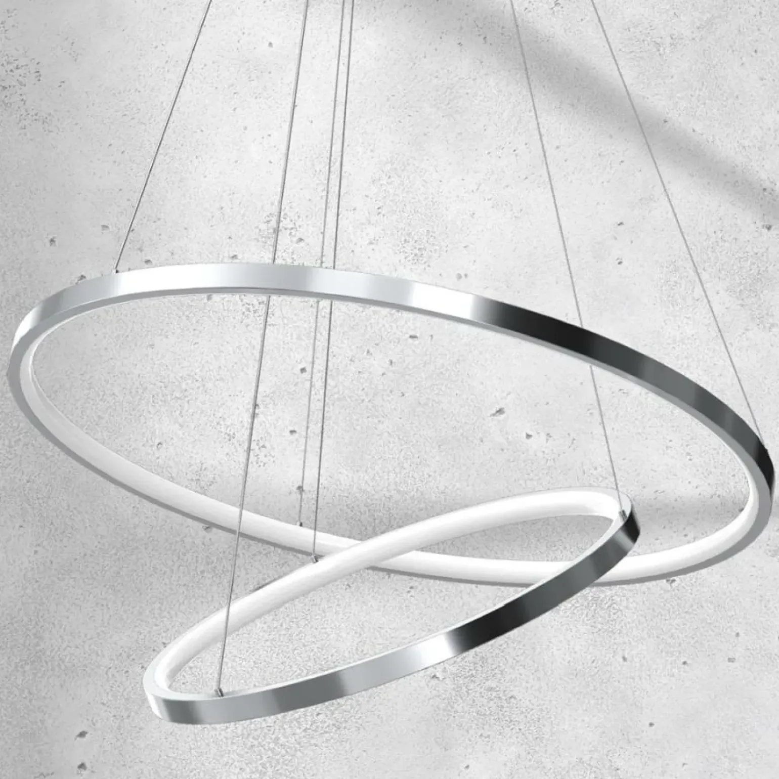 Best Lampa wisząca z dwoma okręgami, kolor chrom ML7943 z serii ROTONDA | Kaja Oświet Żyrandole Nowoczesne