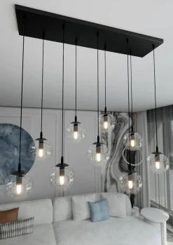 Hot Lampa wisząca z dziewięcioma kulistymi kloszami 711/9 | Kaja Żyrandole Nowoczesne