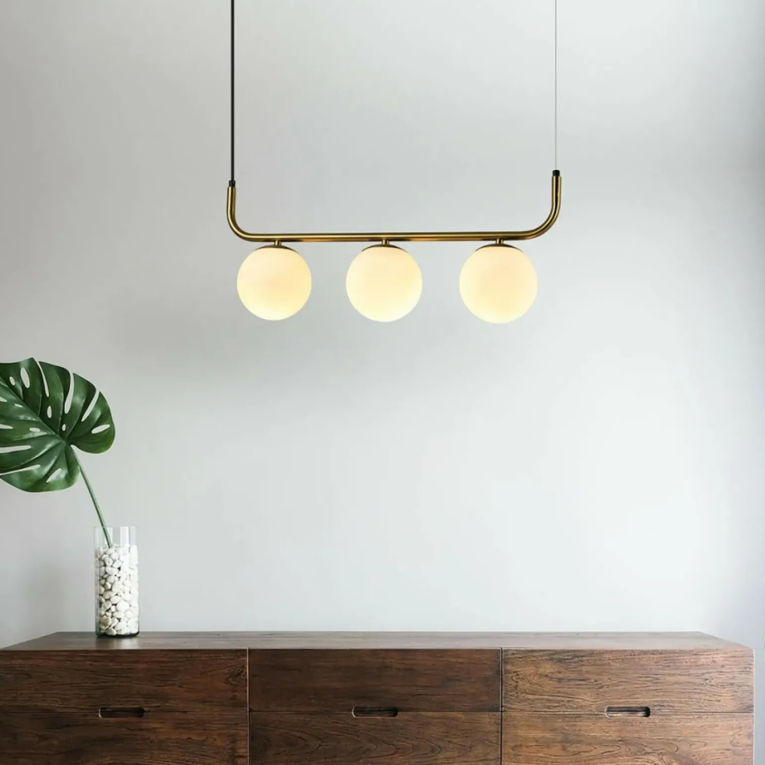 Store Lampa wisząca z kloszami, nad wyspę LP-005/3L GD ALISA | Kaja Żyrandole Nowoczesne