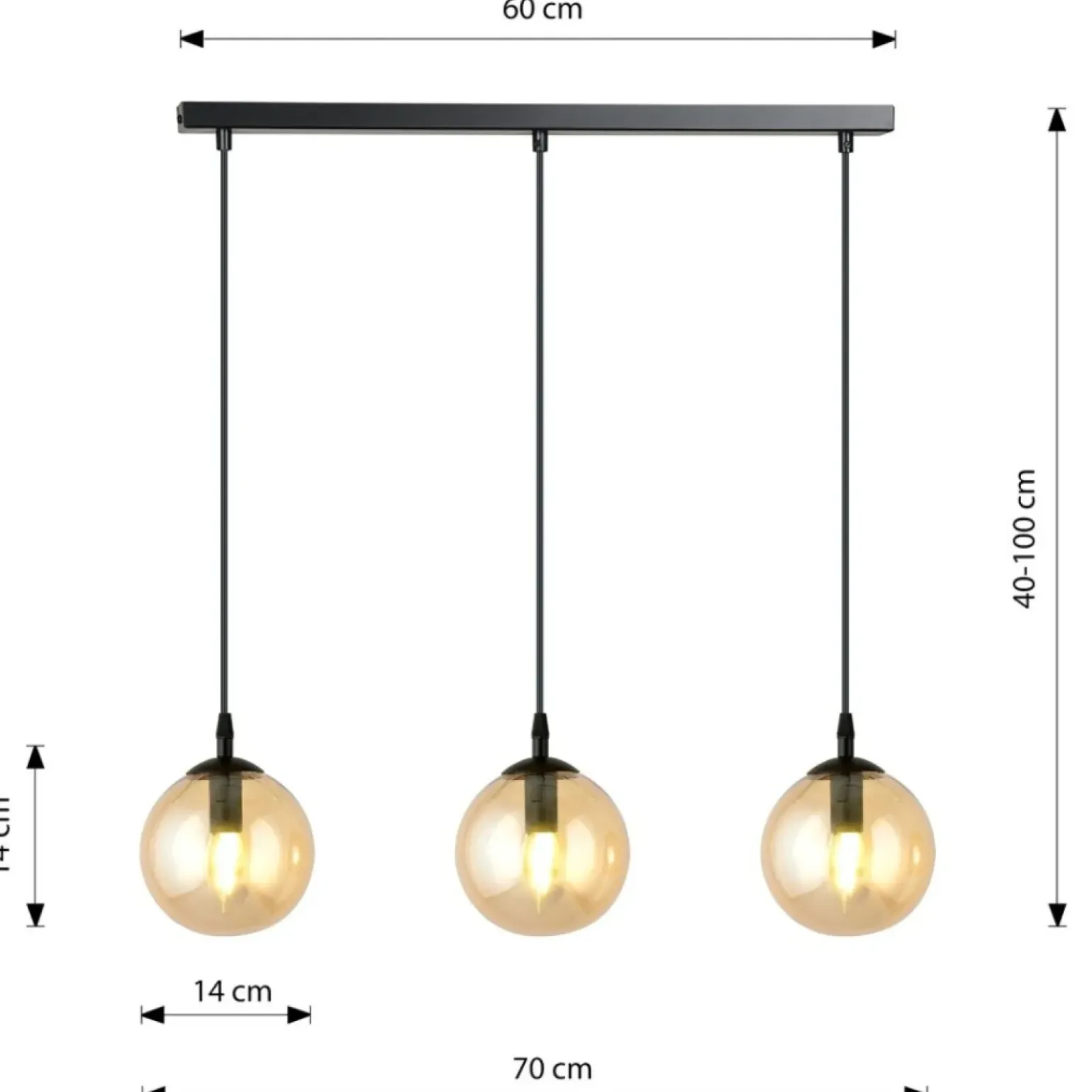 Best Sale Lampa wisząca z kloszami z regulacją wysokości 713/3 | Kaja Żyrandole Nowoczesne