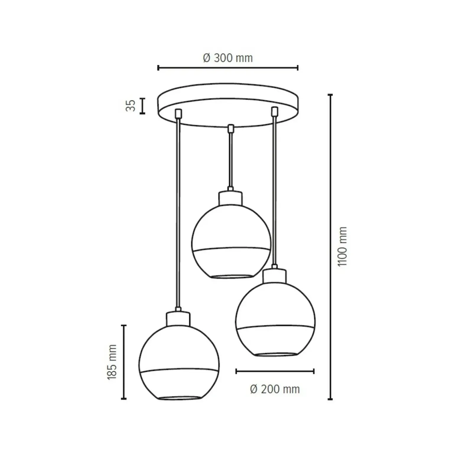 Hot Lampa wisząca z kulistymi, ozdobnymi kloszami 1860374R LINEA | Kaja Żyrandole Nowoczesne