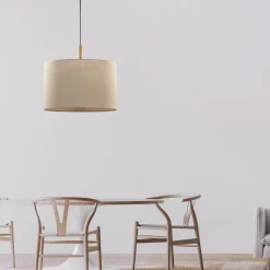 Cheap Lampa wisząca z lnianym abażurem TK 6107 DEVA | Kaja Oświetlenie Żyrandole Nowoczesne
