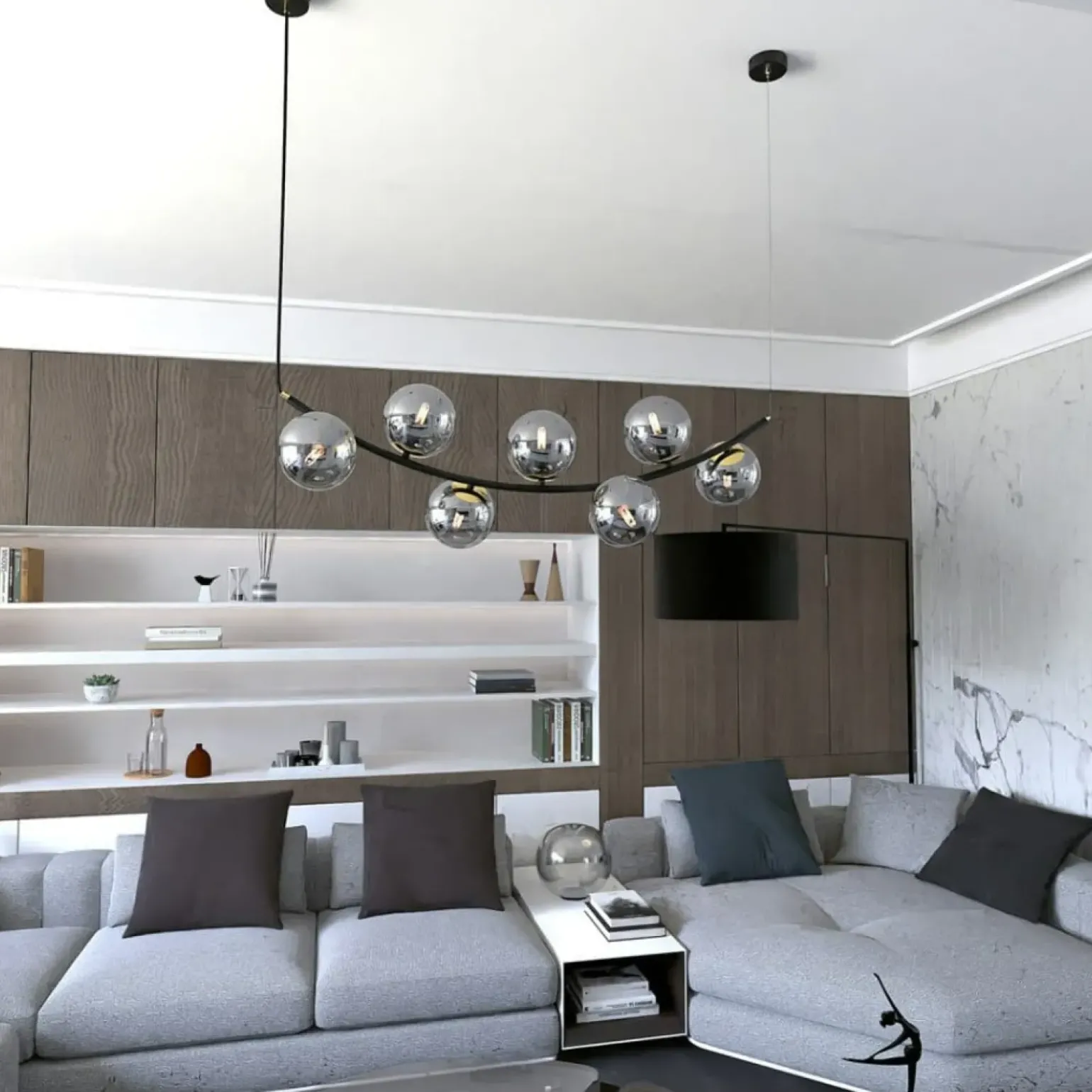 Best Lampa wisząca z lustrzanymi kloszami, do jadalni 1297/7 z serii RITZ Żyrandole Nowoczesne