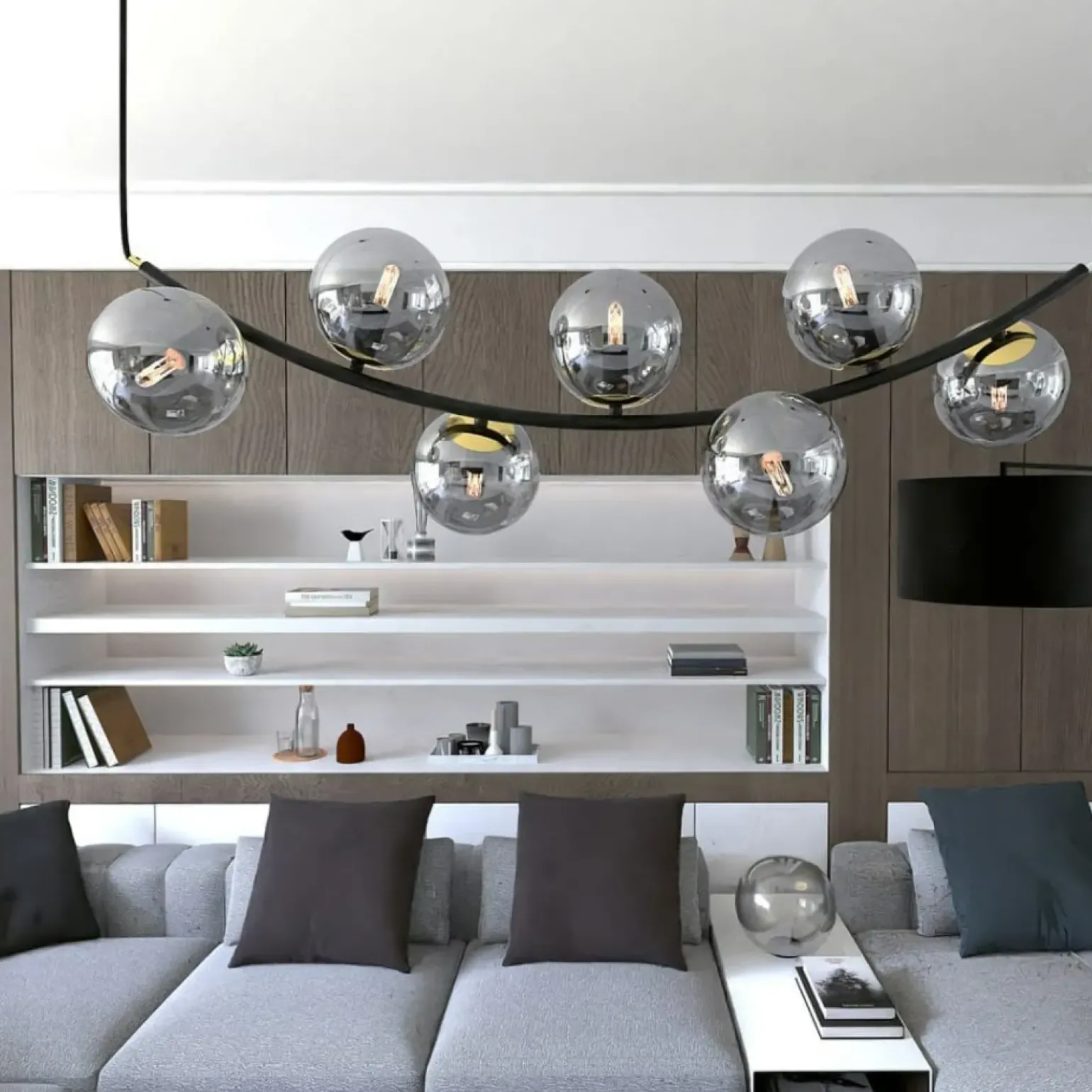 Best Lampa wisząca z lustrzanymi kloszami, do jadalni 1297/7 z serii RITZ Żyrandole Nowoczesne