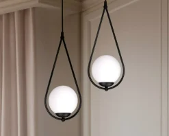 Store Lampa wisząca z mlecznymi kloszami K-4771 NEVE BLACK | Kaja Żyrandole Nowoczesne