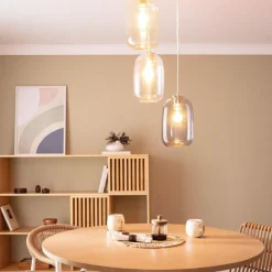 Best Lampa wisząca z obłymi, szklanymi kloszami ABR-3SKCLA CLARO | Kaja Żyrandole Nowoczesne