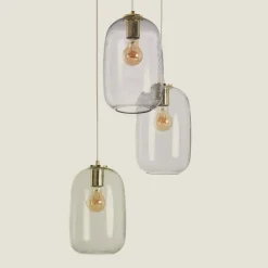 Best Lampa wisząca z obłymi, szklanymi kloszami ABR-3SKCLA CLARO | Kaja Żyrandole Nowoczesne