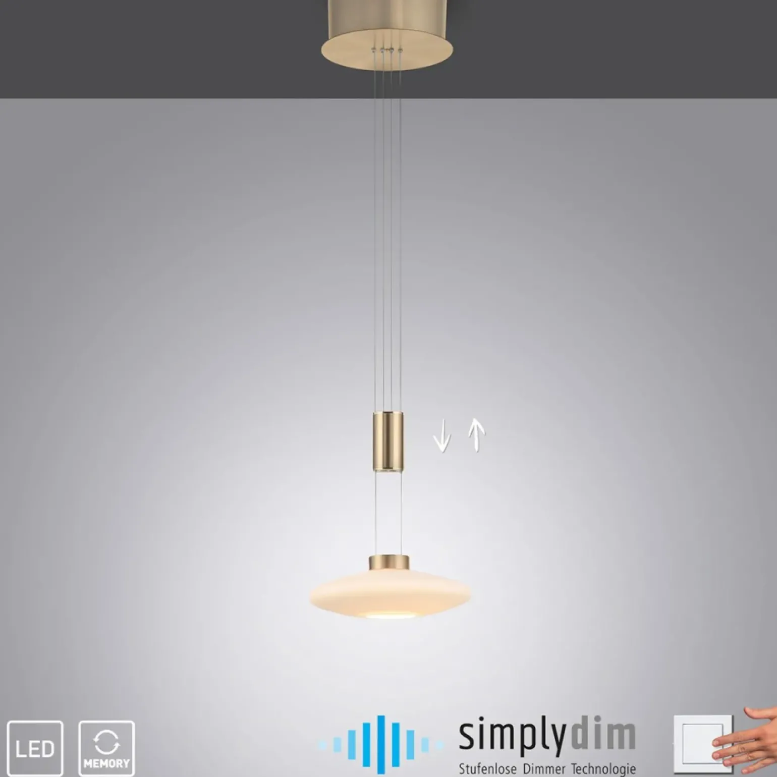 Discount Lampa wisząca z pamięcią po wyłączeniu 2080-60 z serii LAUTADA | Kaja Żyrandole Nowoczesne