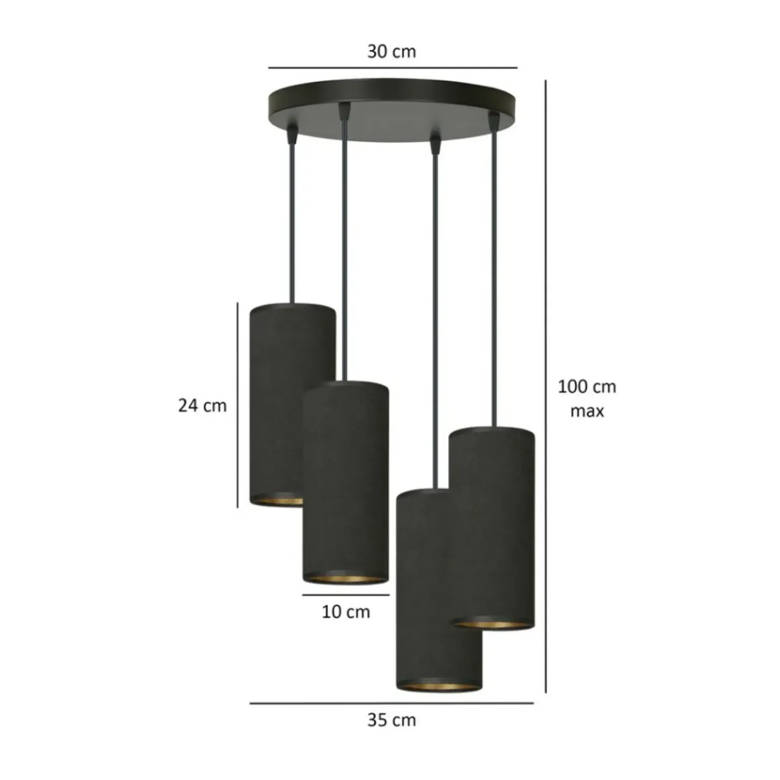 Best Lampa wisząca z pięcioma abażurami 1067/4PREM BENTE PREMIUM | Kaja Żyrandole Nowoczesne