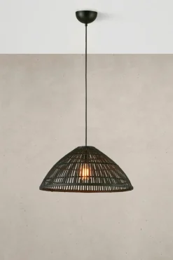 Best Lampa wisząca z plecionym, czarnym abażurem 108674 CAPELLO | Kaja Żyrandole Nowoczesne