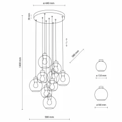 Store Lampa wisząca z różnymi kloszami TK 10208 CUBUS GRAPHITE | Kaja Żyrandole Nowoczesne