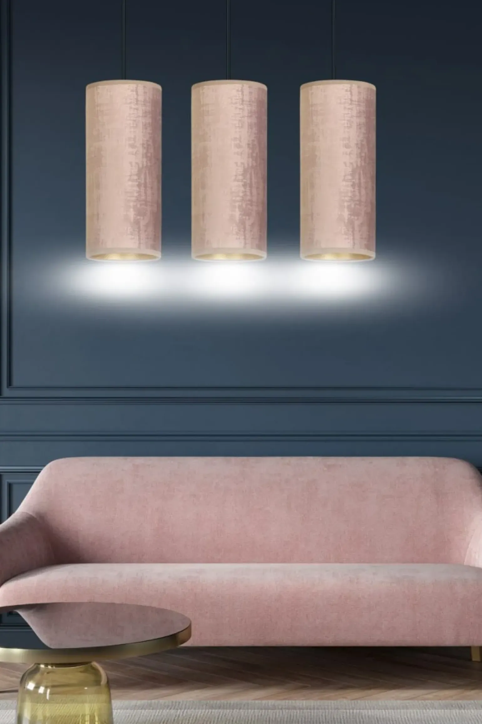 Best Sale Lampa wisząca z różowymi abażurami 1061/3 BENTE | Kaja Oświetlenie Żyrandole Nowoczesne