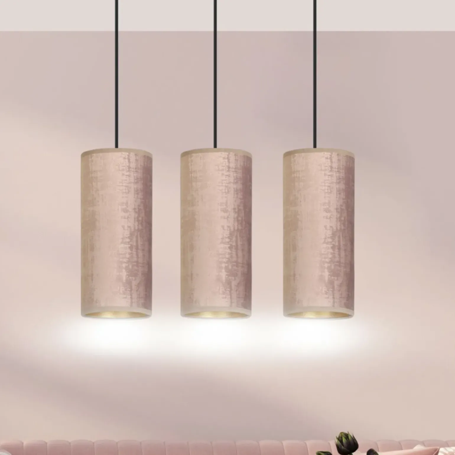 Best Sale Lampa wisząca z różowymi abażurami 1061/3 BENTE | Kaja Oświetlenie Żyrandole Nowoczesne