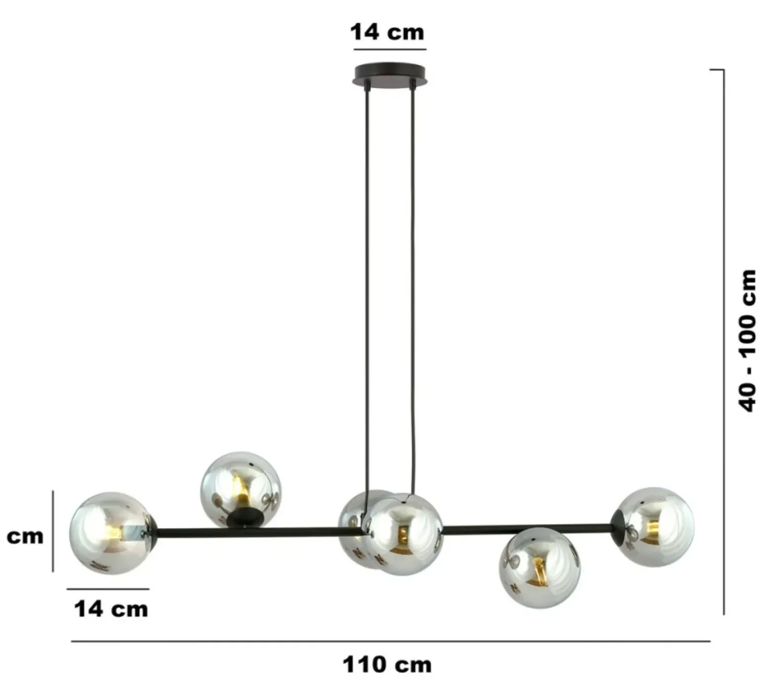Outlet Lampa wisząca z sześcioma grafitowymi kloszami 875/6 | Kaja Żyrandole Nowoczesne