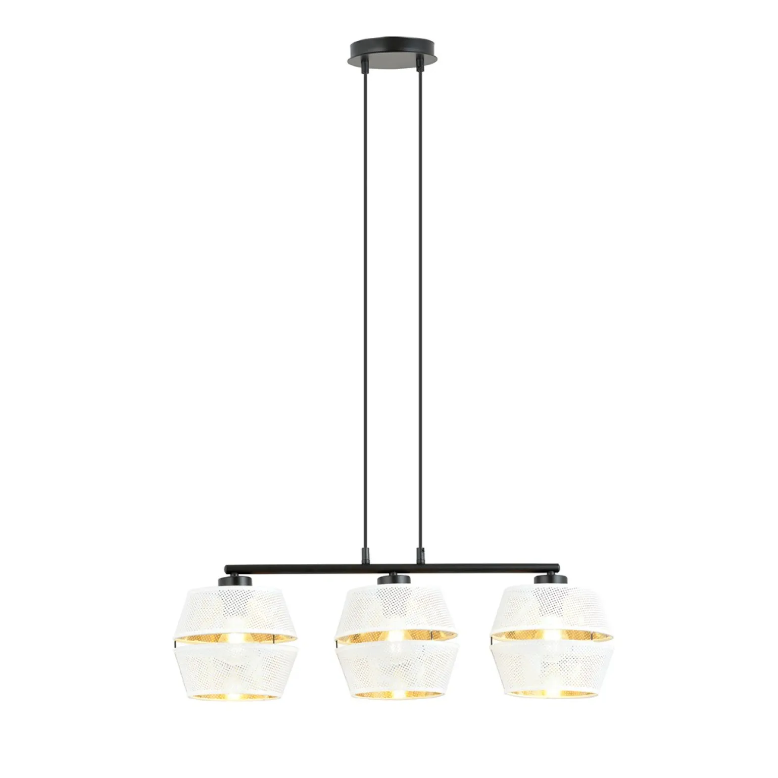 Sklep Kaja Lampa wisząca z trzema biało-złotymi abażurami 1182/3 z serii PIANO