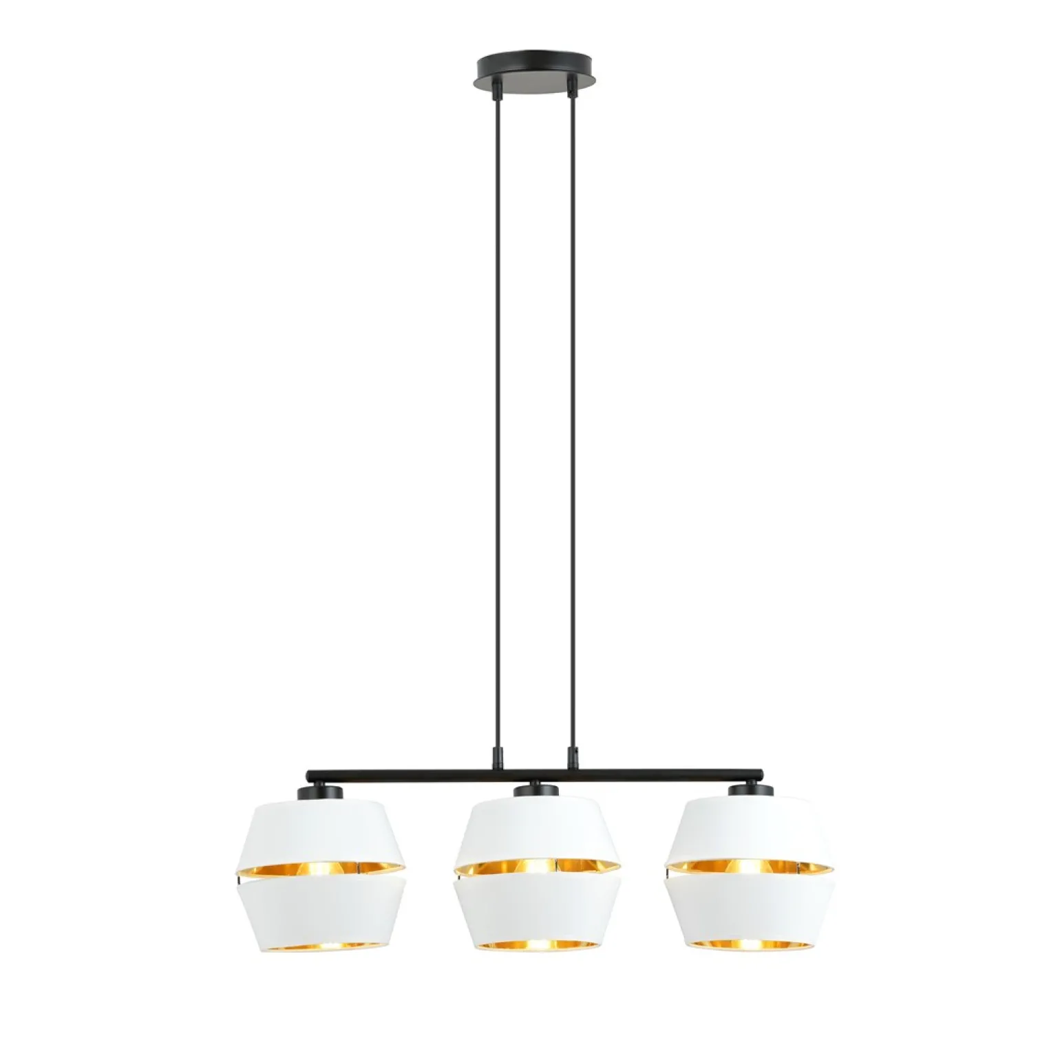 Sklep Kaja Lampa wisząca z trzema biało-złotymi abażurami 1182/3 z serii PIANO
