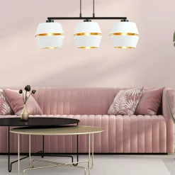 Sklep Kaja Lampa wisząca z trzema biało-złotymi abażurami 1182/3 z serii PIANO