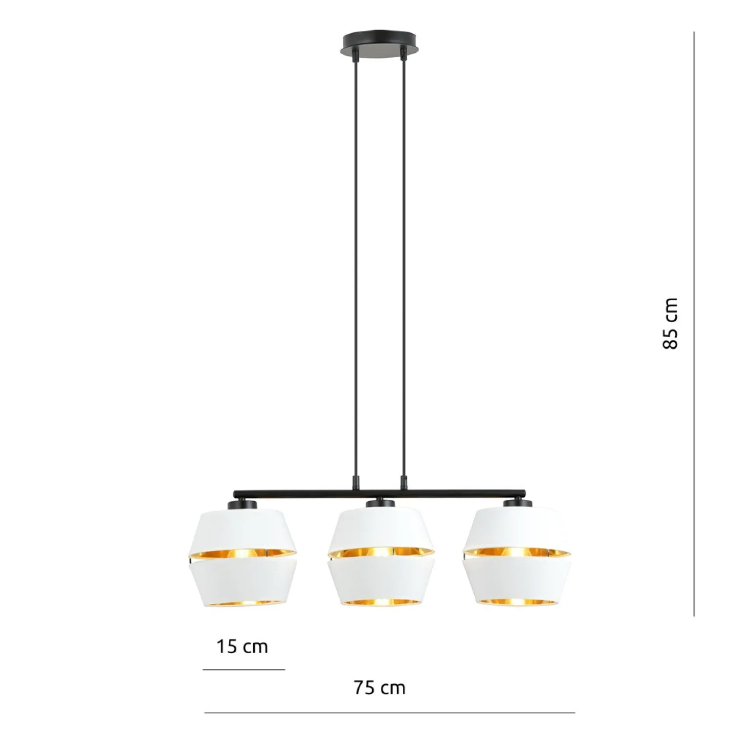 Sklep Kaja Lampa wisząca z trzema biało-złotymi abażurami 1182/3 z serii PIANO