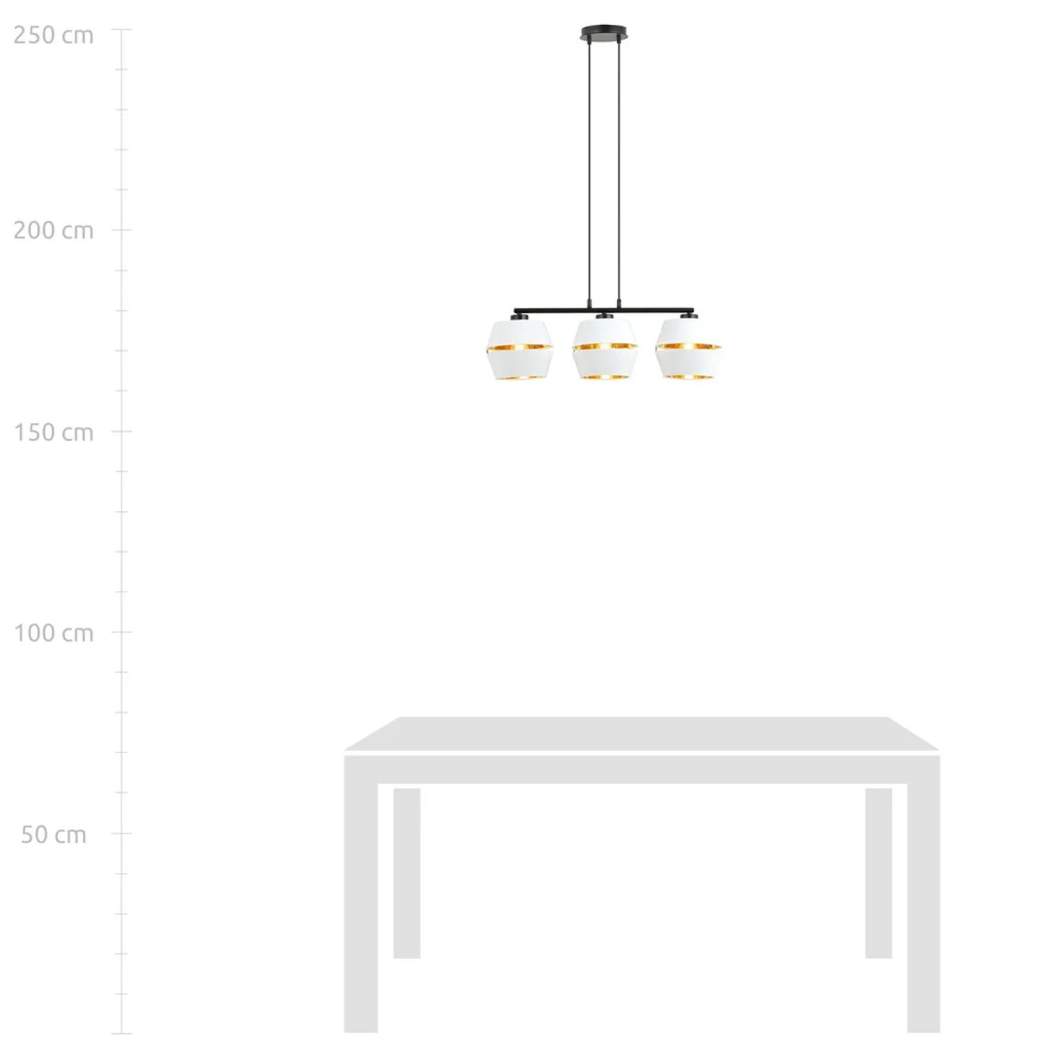 Sklep Kaja Lampa wisząca z trzema biało-złotymi abażurami 1182/3 z serii PIANO