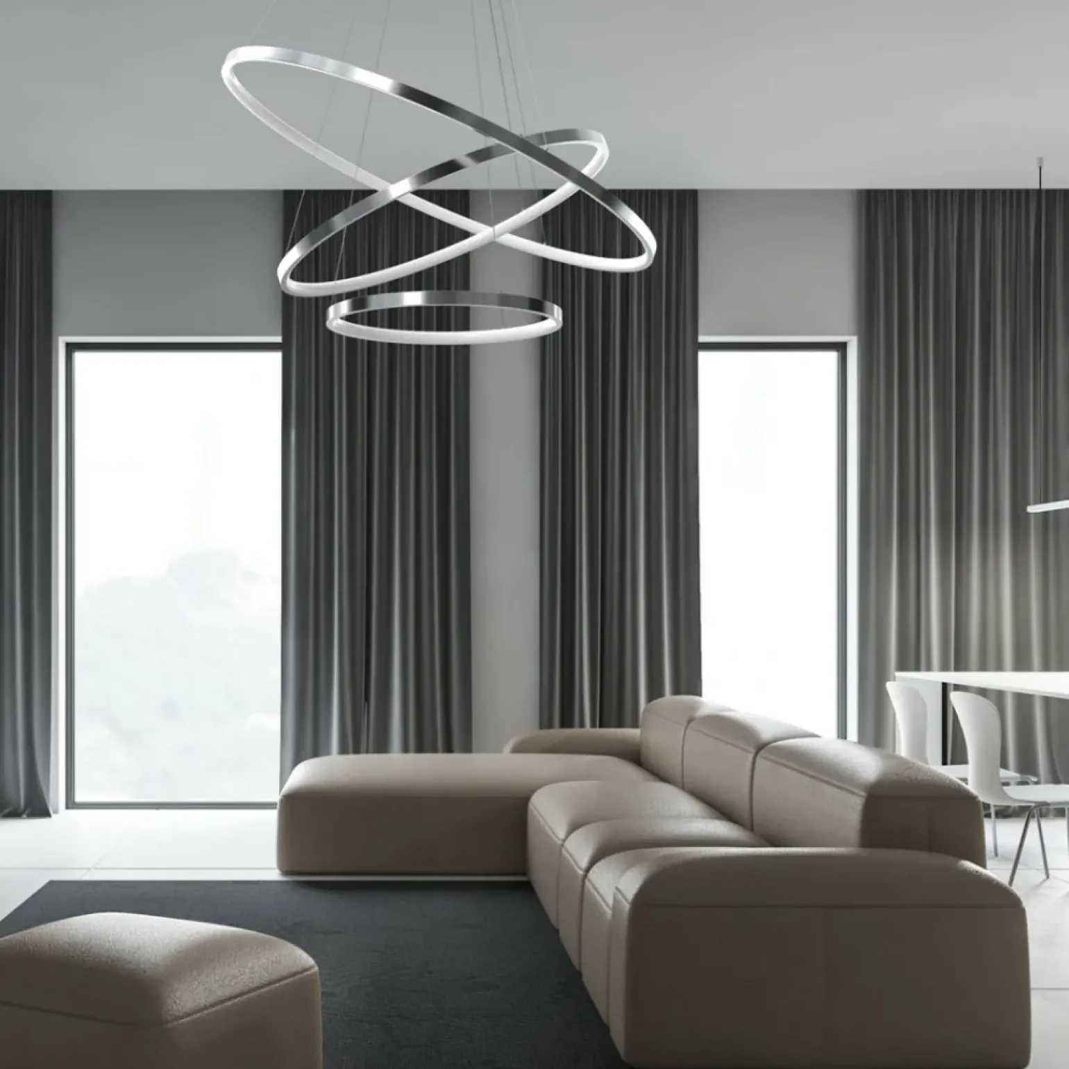 Best Lampa wisząca z trzema okręgami, do salonu ML7946 z serii ROTONDA | Kaja Oświetl Żyrandole Nowoczesne