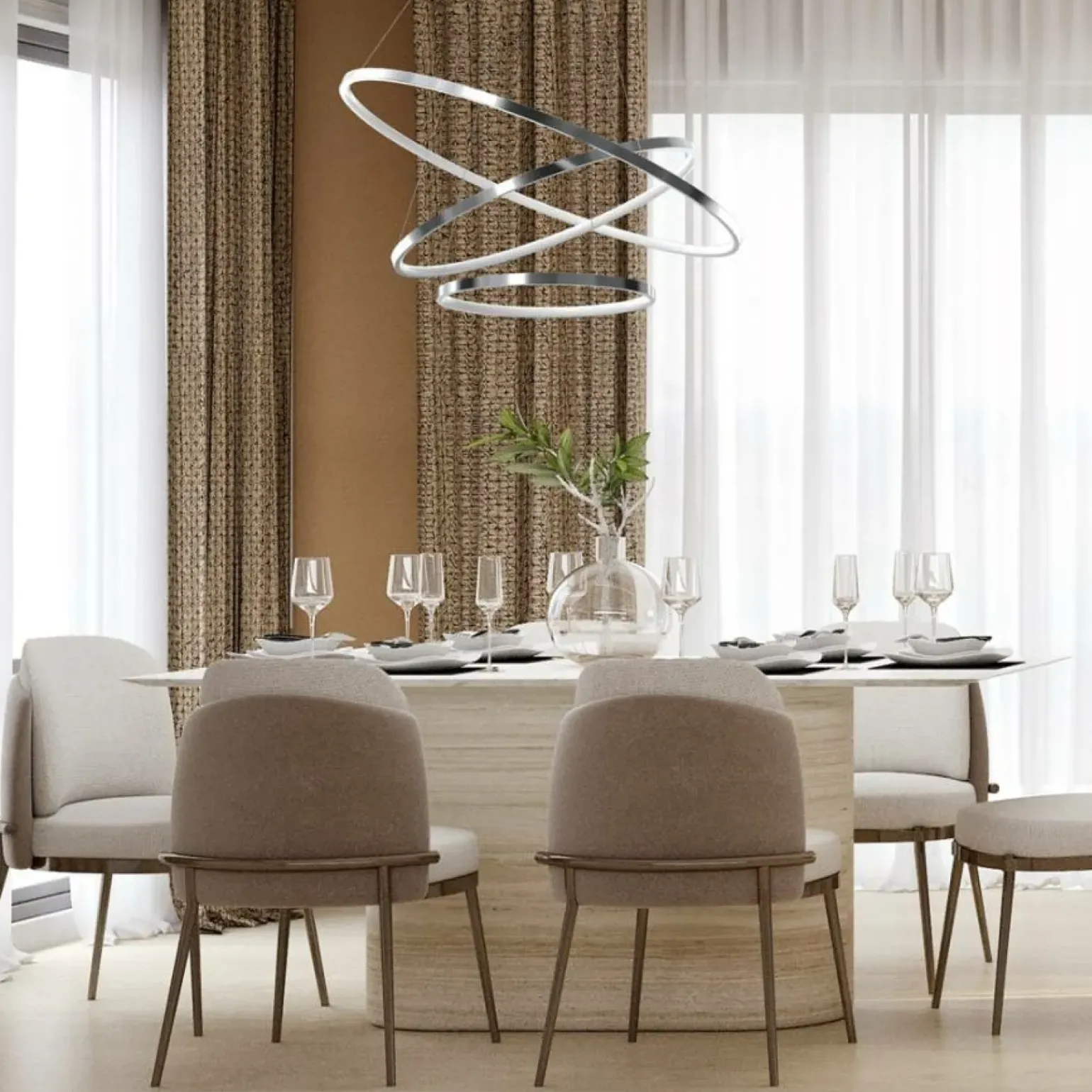 Best Lampa wisząca z trzema okręgami, do salonu ML7946 z serii ROTONDA | Kaja Oświetl Żyrandole Nowoczesne