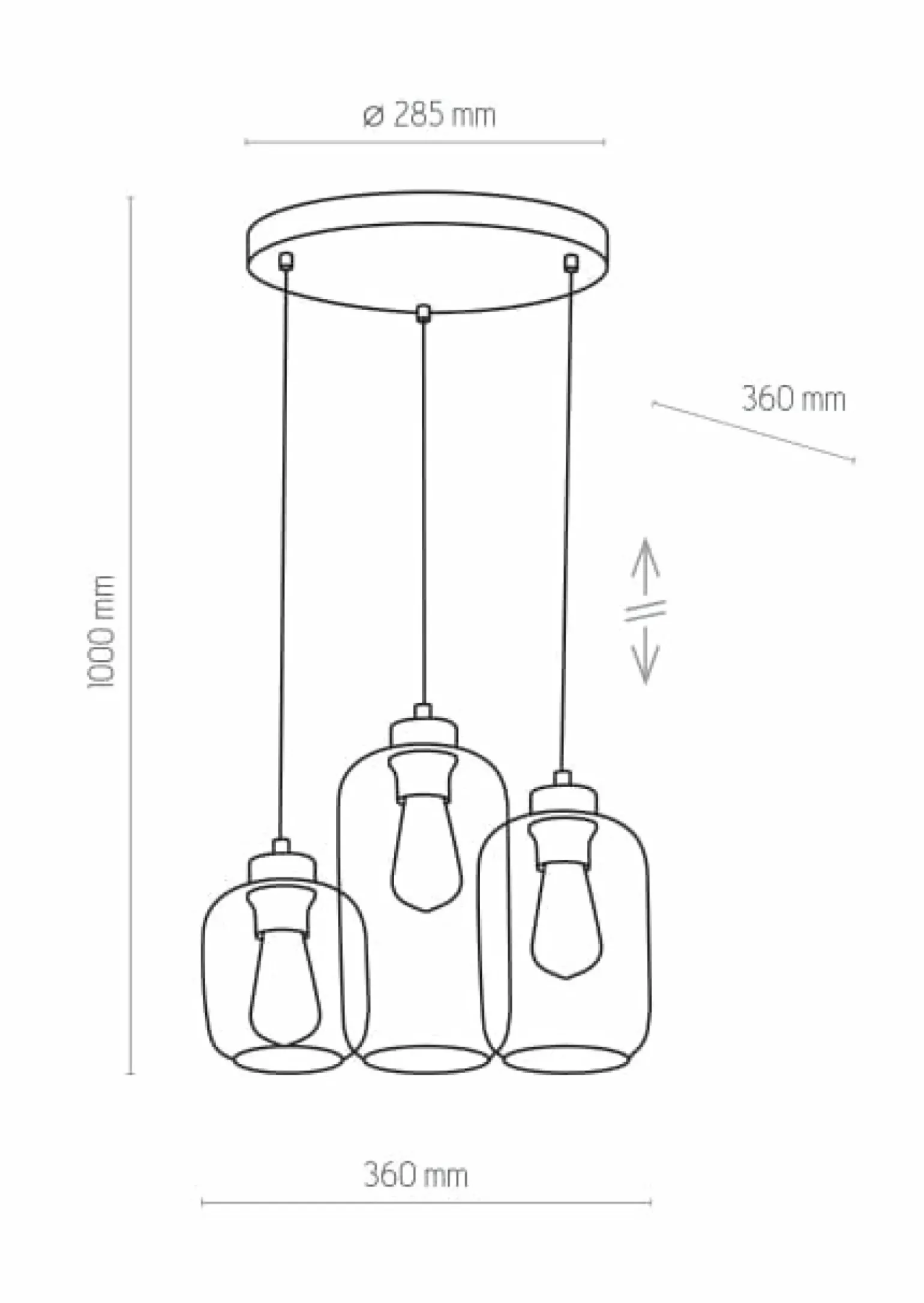 Online Lampa wisząca z trzema różnymi kloszami TK 3185 MARCO | Kaja Żyrandole Nowoczesne