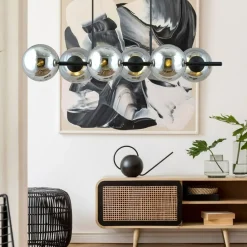 Store Lampa wisząca ze szklanymi kloszami - grafit 1207/6 z serii RORY Żyrandole Nowoczesne