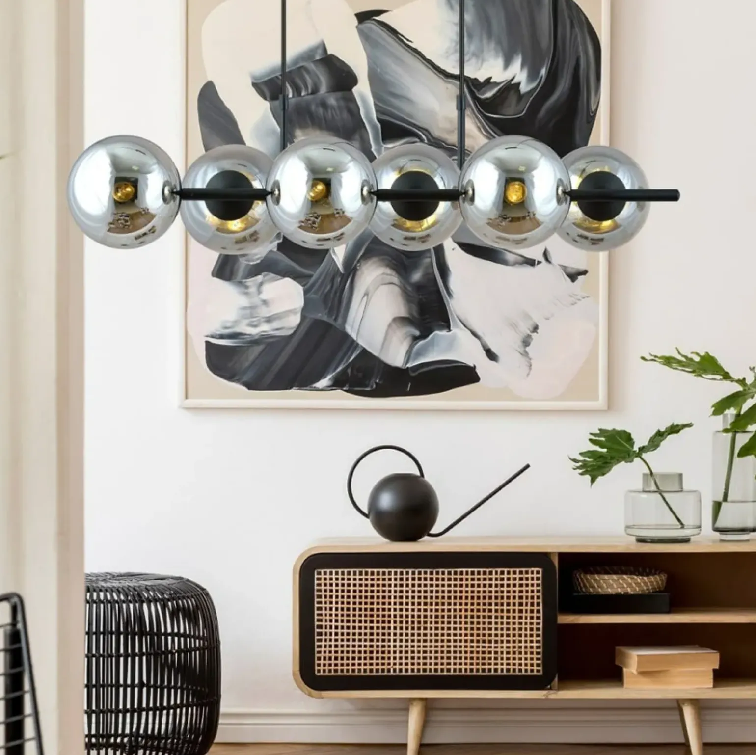 Store Lampa wisząca ze szklanymi kloszami - grafit 1207/6 z serii RORY Żyrandole Nowoczesne