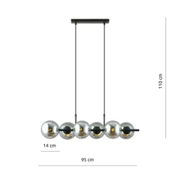 Store Lampa wisząca ze szklanymi kloszami - grafit 1207/6 z serii RORY Żyrandole Nowoczesne