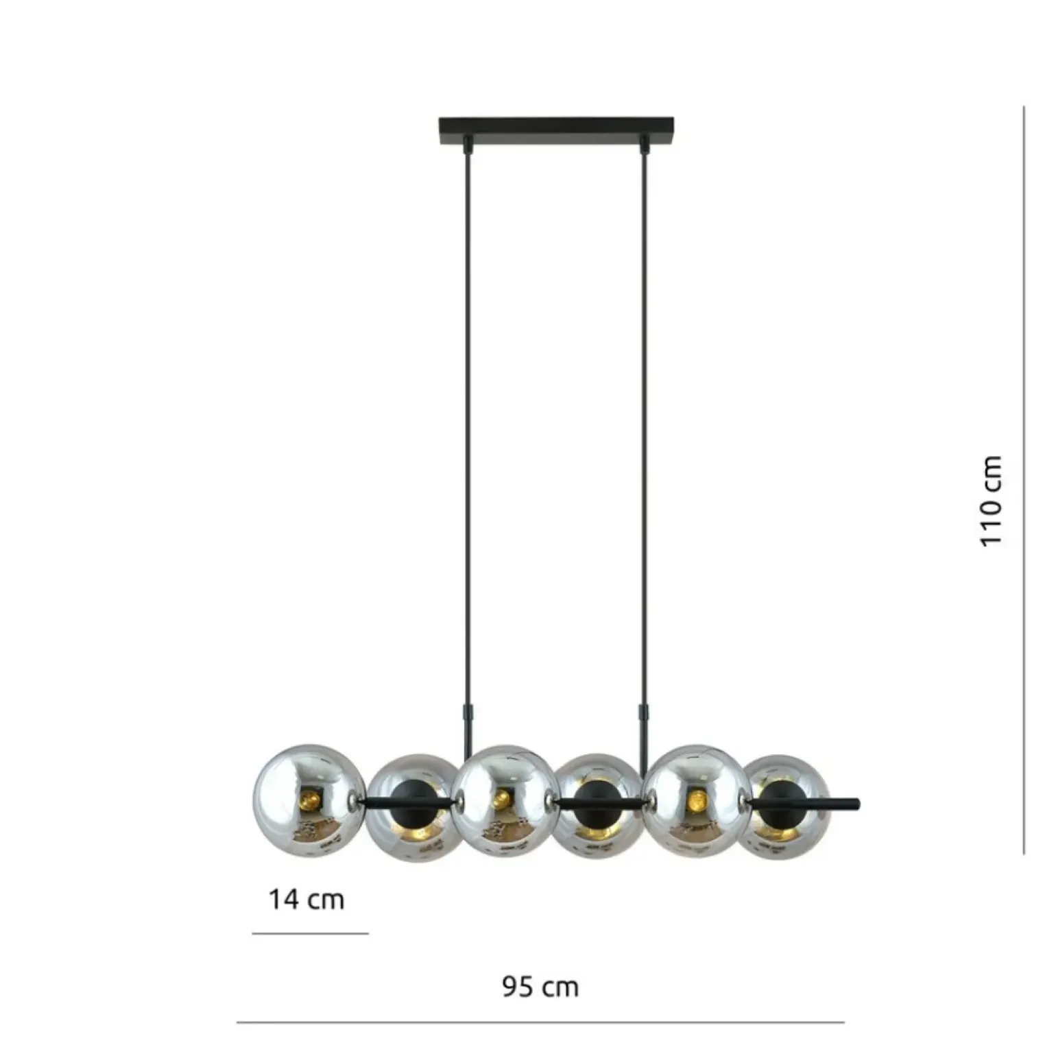 Store Lampa wisząca ze szklanymi kloszami - grafit 1207/6 z serii RORY Żyrandole Nowoczesne