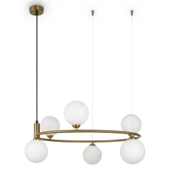 Best Lampa wisząca, złota obręcz z kloszami MOD013PL-06BS1 z serii RING Żyrandole Nowoczesne