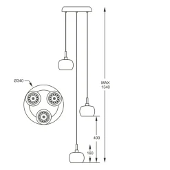 Hot Lampa z 3 dekoracyjnymi kloszami P0076-03M-B5FZ CRYSTAL | Kaja Żyrandole Nowoczesne