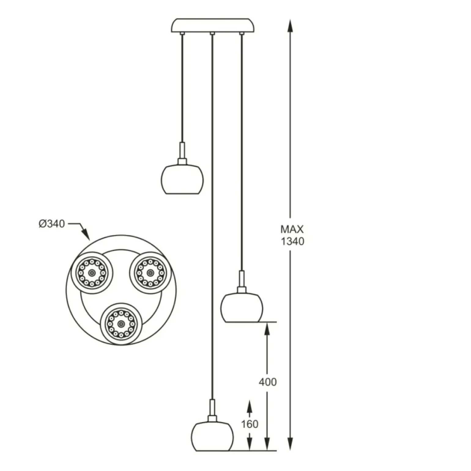 Hot Lampa z 3 dekoracyjnymi kloszami P0076-03M-B5FZ CRYSTAL | Kaja Żyrandole Nowoczesne