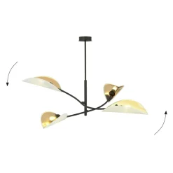 Cheap Lampa z biało-złotymi, otwartymi abażurami 1107/4 LOTUS | Kaja Żyrandole Nowoczesne