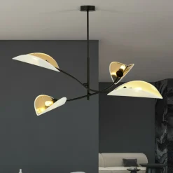 Cheap Lampa z biało-złotymi, otwartymi abażurami 1107/4 LOTUS | Kaja Żyrandole Nowoczesne