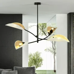 Cheap Lampa z biało-złotymi, otwartymi abażurami 1107/4 LOTUS | Kaja Żyrandole Nowoczesne