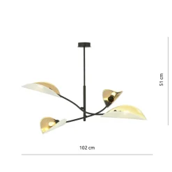 Cheap Lampa z biało-złotymi, otwartymi abażurami 1107/4 LOTUS | Kaja Żyrandole Nowoczesne
