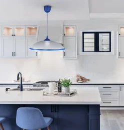 Sklep Kaja Lampa z kloszem z niebieskim obramowaniem K-3513 UFO | Kaja