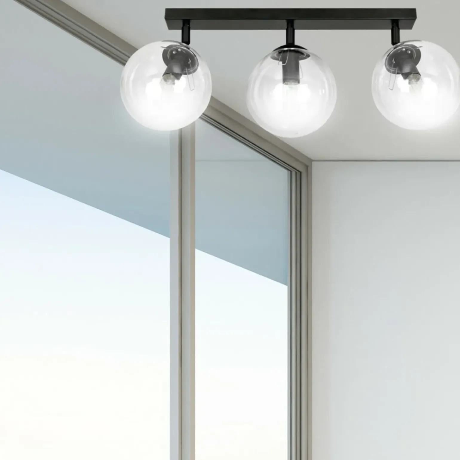 Online Lampa z przezroczystymi kloszami na listwie 776/3 | Kaja Oświetlenie Żyrandole Nowoczesne