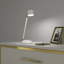 Sklep Kaja Lampka biurkowa w kolorze bieli i złota MLP7758 z serii ARENA | Kaja Oświetlenie