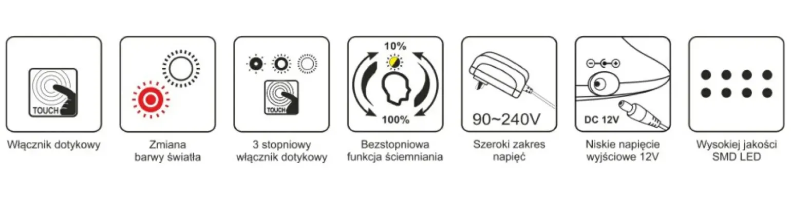 Sklep Kaja Lampka biurkowa z dotykowym panelem K-BL1153 BIAŁY z serii GAJA