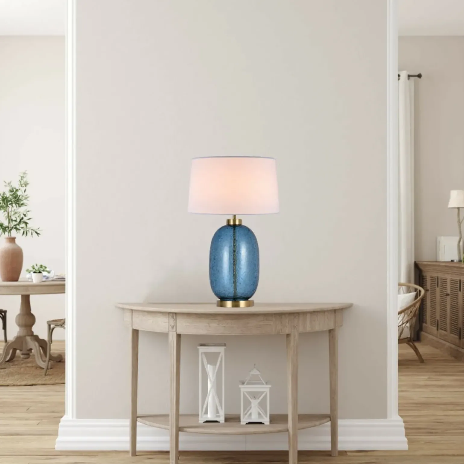 Sklep Kaja Lampka nocna z niebieską, szklaną podstawą LP-919/1T BLUE AMUR | Kaja