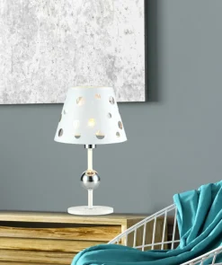 Sklep Kaja Lampka stołowa biała z abażurem LEDEA 50501111 BATLEY | Kaja