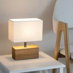 Sklep Kaja Lampka stołowa drewniana kostka z abażurem 7462174 THEO | Kaja